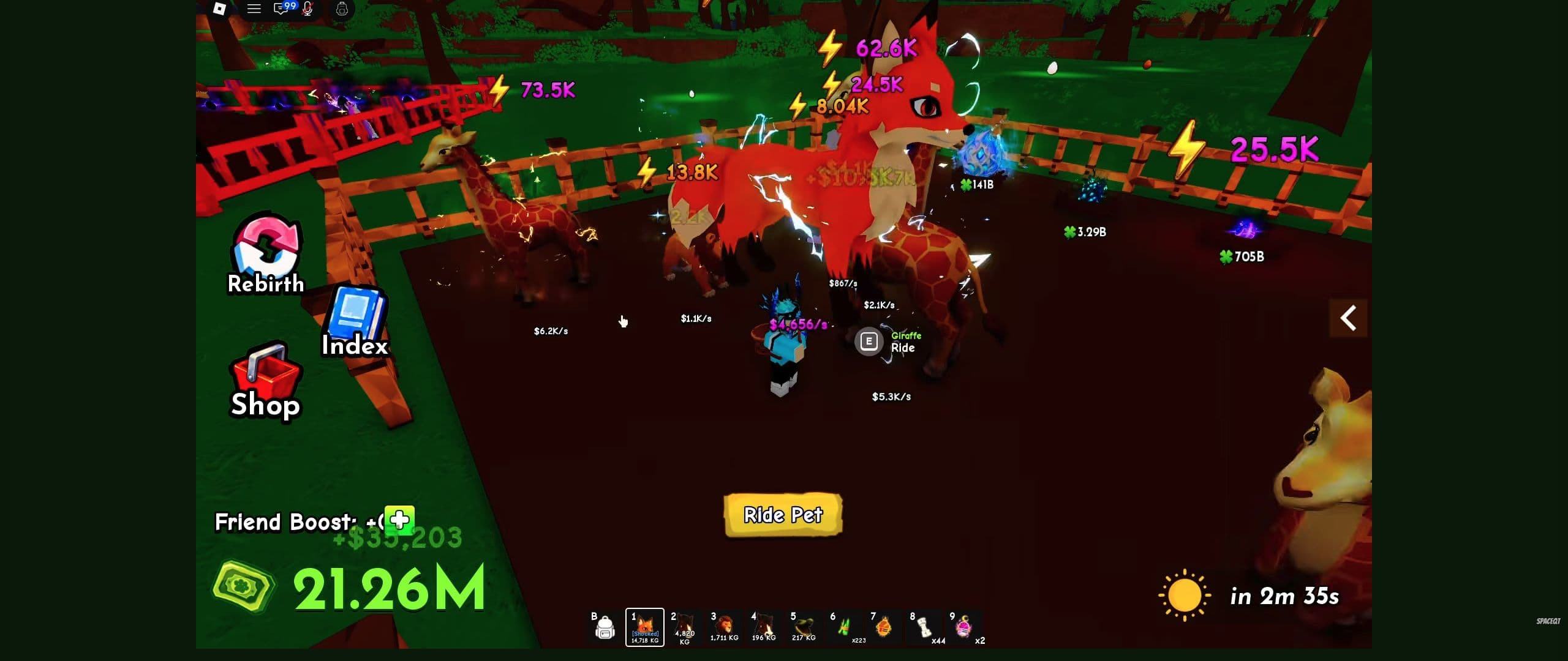 Ride A Pet ranch pets and visible stats