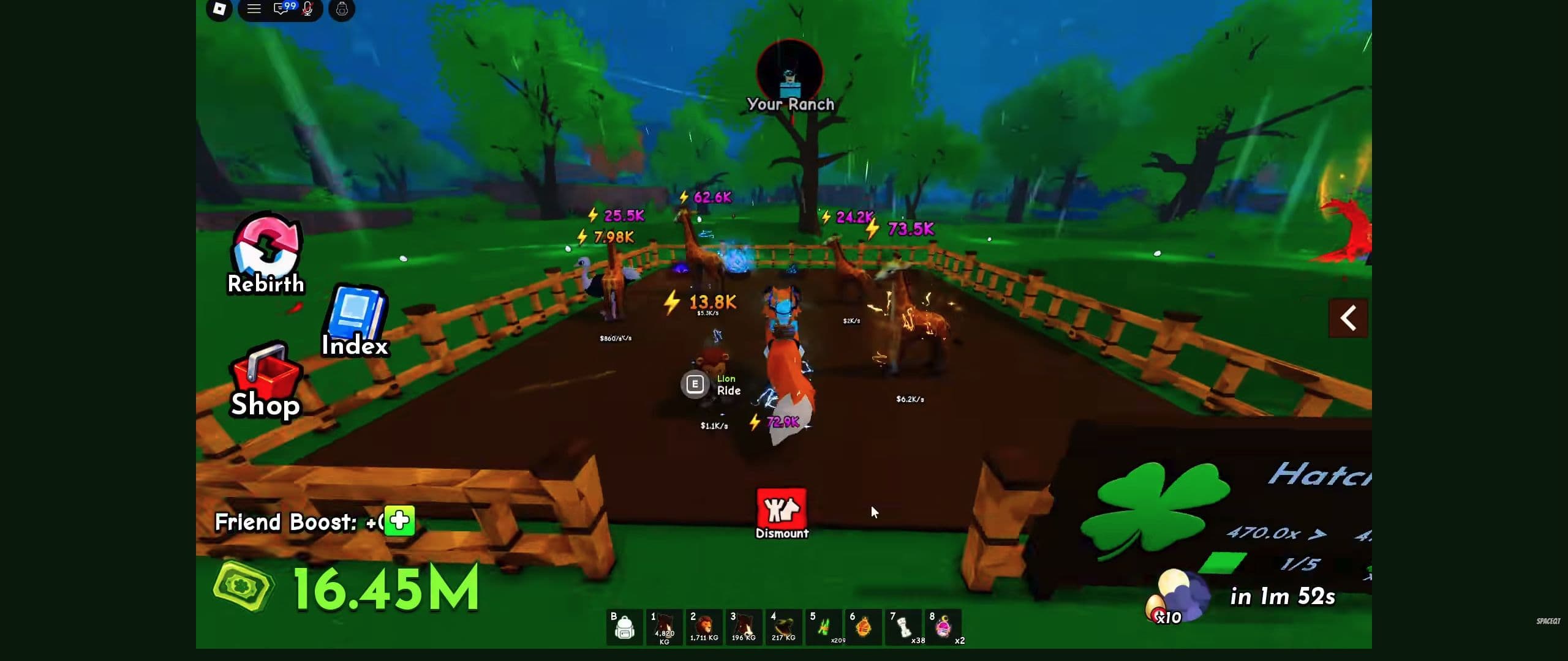 Ride controls and pets at a ranch